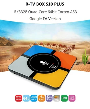 

10pcs R-TV BOX S10 Plus Android 8.1 Voice Control Tv Box Wireless Fast charging Android TV OS RK3328 Quad Core 4GB 32GB WIFI 4K
