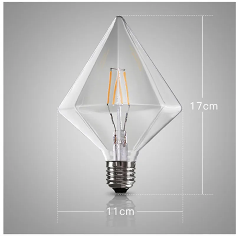 Ретро лампа, винтажная G95, светодиодный лампочка эдисона с алмазным наконечником, светильник Эдисона E27 4 Вт, лампа накаливания, лампада 220 В, энергосберегающая лампа для дома
