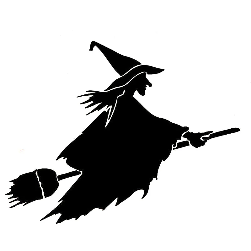 

16.6cm*11.7cm Witch On Flying Broom Funny Vinyl Decal Car Window Sticker Black/Silver Accessories S6-3931