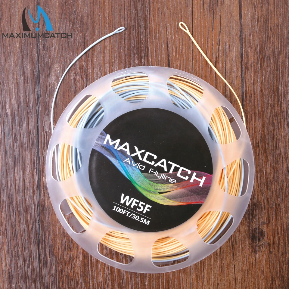 Maximumcatch صنارة صيد السمك بذبابة الصيد الصناعية 100FT 3-8WT تزن الأمام العائمة خط الطيران مع اثنين ملحومة الحلقات