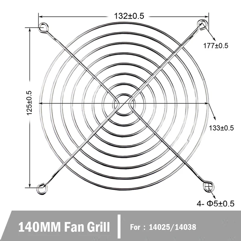 5 шт. охлаждающий вентилятор в корпусе компьютера решётка вентилятора металлической проволоки защитная решетка 30/40/50/60/70/80/90/120/135/140/150/170/200 мм металлический решётка вентилятора - Цвет лезвия: 140MM Fan Grill