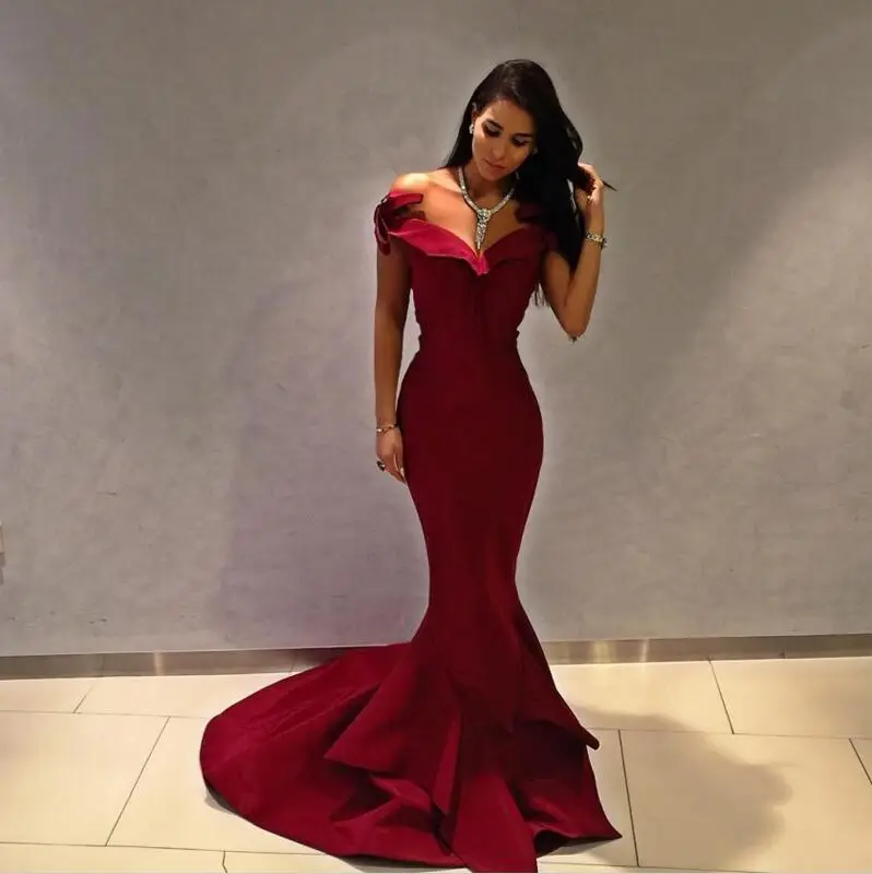 burgundy trumpet dress