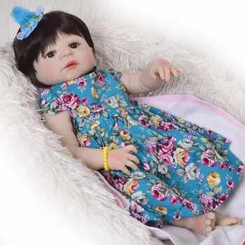 

23 Inch Bebes Reborn Girl Doll Full Silicone Vinyl reborn baby dolls Realistic Princess Baby Toy Doll For Children's Day Gifts