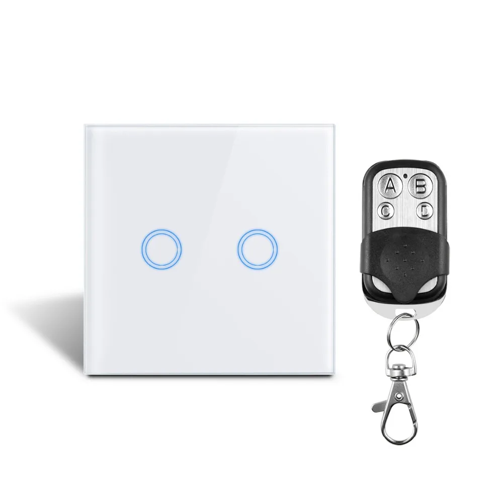 

2 Gang 1 Way Touch Panel Switch For LED Light 220V 240V Touch Switch EU UK Crystal Glass Panel Touch Sensor Switch Wall Module