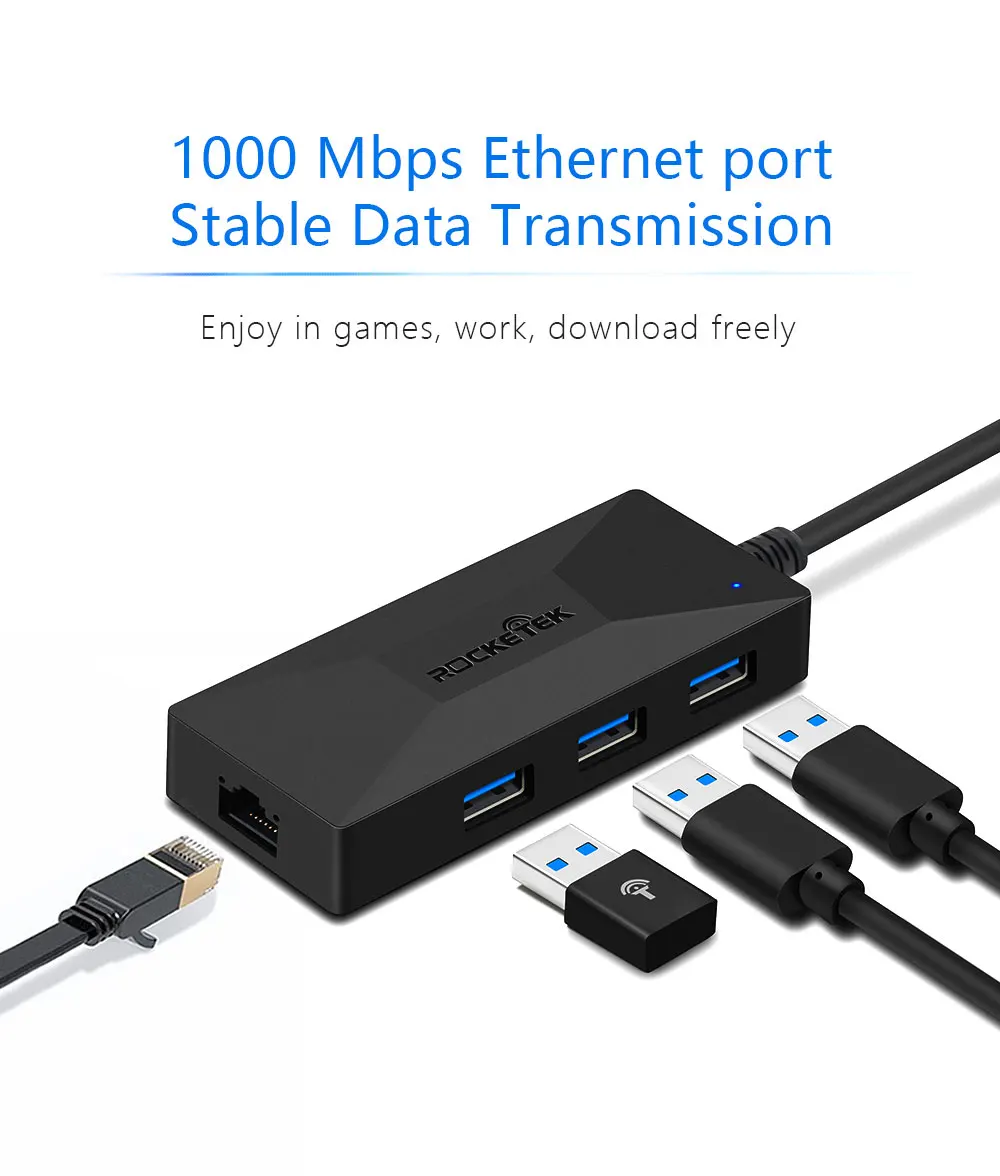 Rocketek USB гигабитный Ethernet адаптер 1000 Мбит/с Тип c концентратор 3,0 Lan для Xiaomi Mi Box 3/S Android tv телеприставка сетевая карта Rj45