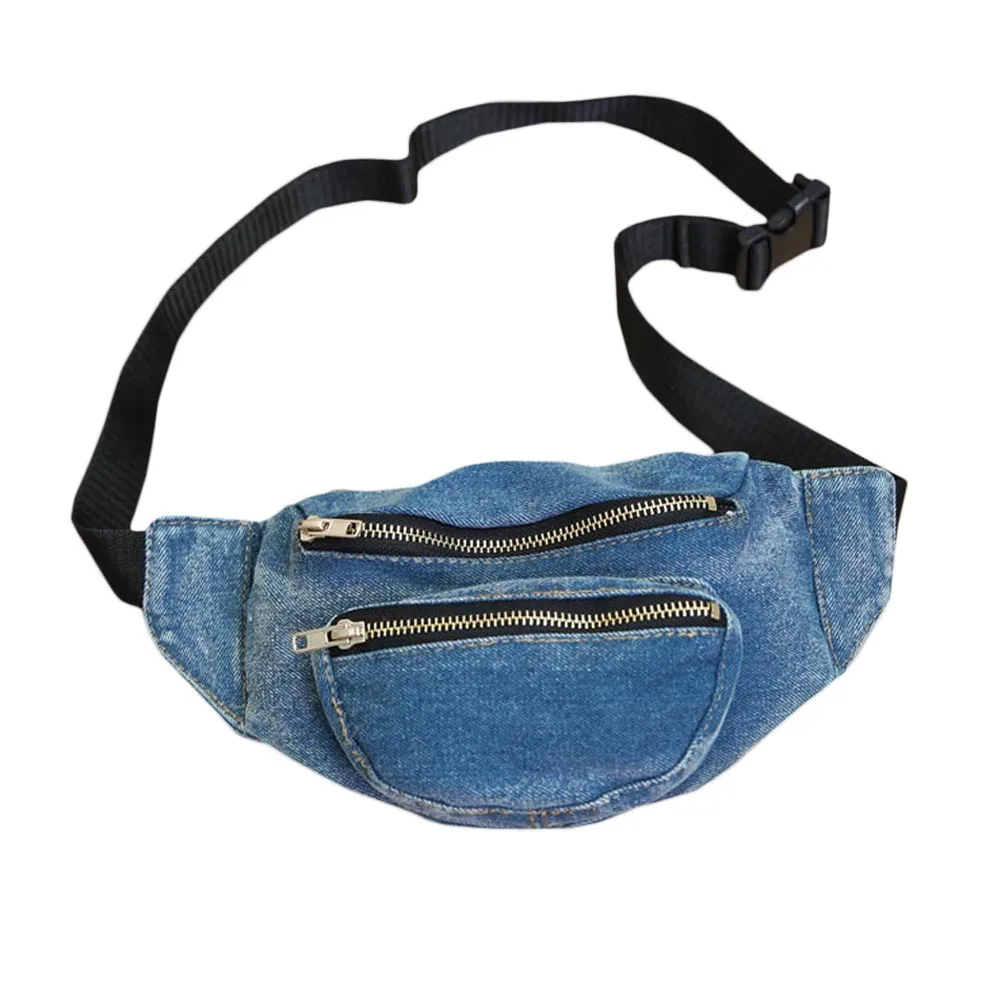 

2018 New Denim Fanny Pack for women Ladies waist Bags Belt phone pouch Bag jeans belt bag Travel chest waist packs Sac a main