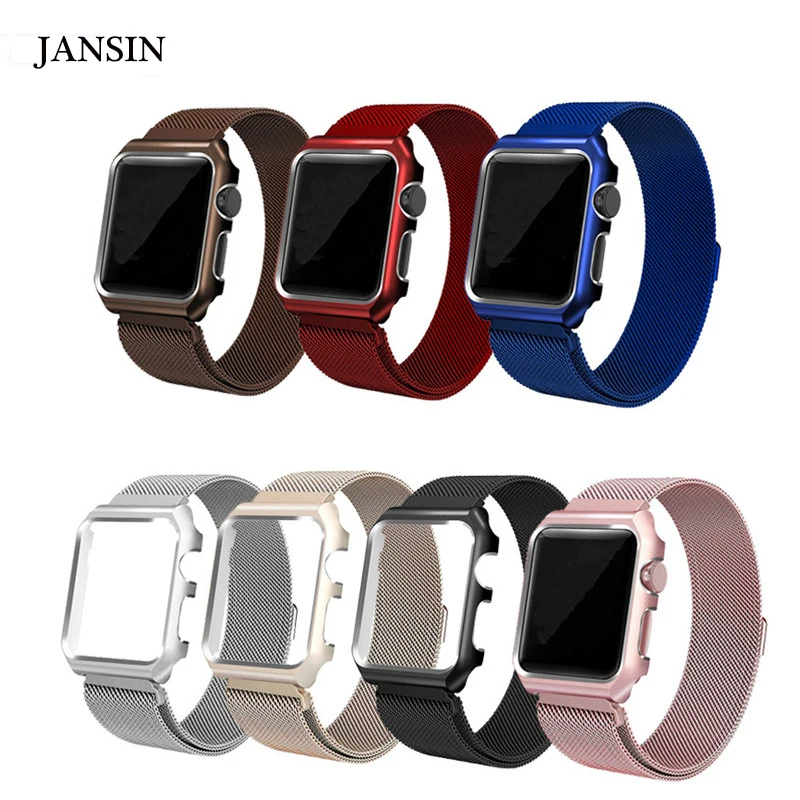 JANSIN Миланская петля для Apple Watch, 42 мм, 38 мм, 44 мм, 40 мм, серия 4, 3, 2, 1, браслет на запястье из нержавеющей стали, ремешок, чехол