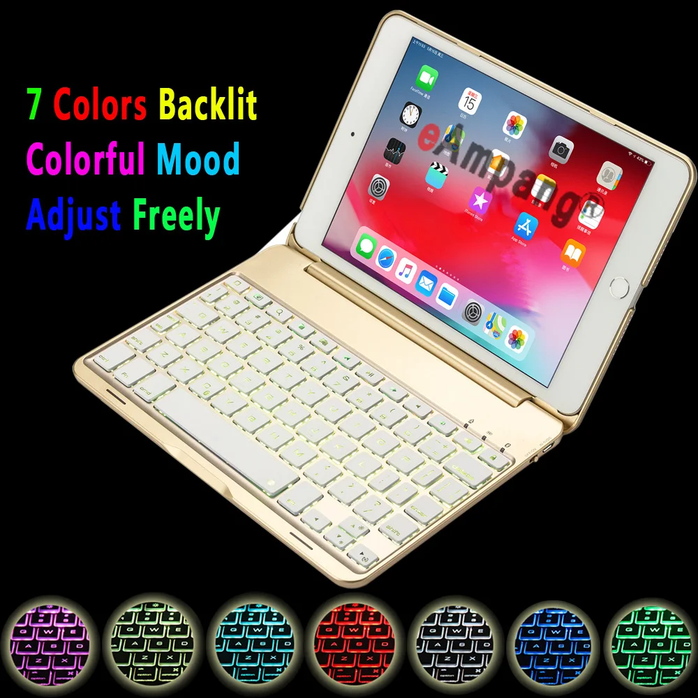 Bluetooth-клавиатура с подсветкой чехол для iPad Mini 5 Mini 4 7,9 A2133 A2124 A2125 A1538 A1550 7 цветов Smart Беспроводной клавиатура