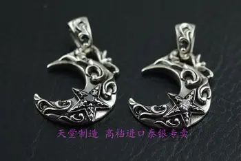 

Retro, 925 sterling silver moon and stars pendants