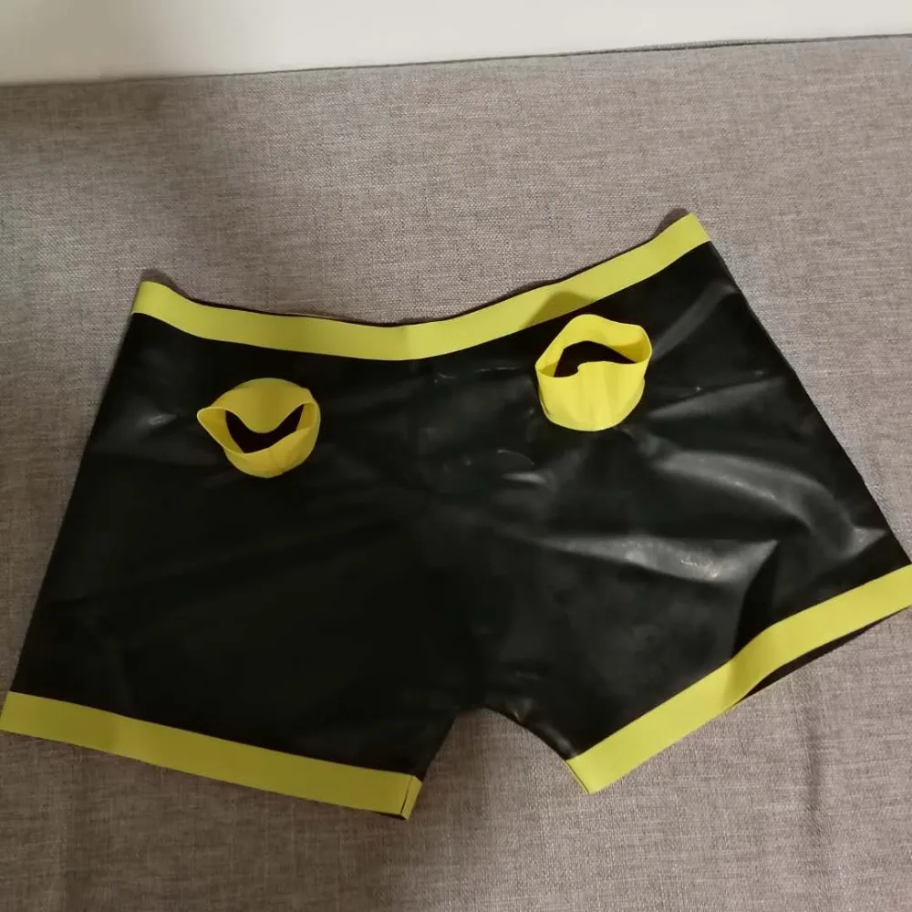 Black Latex Short Panties Latex Male's Hot Pants Shorts Black XL Size available