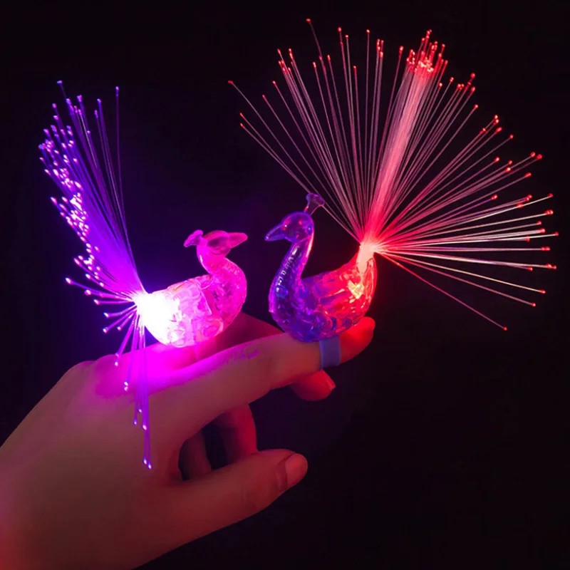 Led Light up Lamp Toy Fiber Finger Light Colorful LED Light-up Finger Rings Party Gadgets Smart Toys for kids