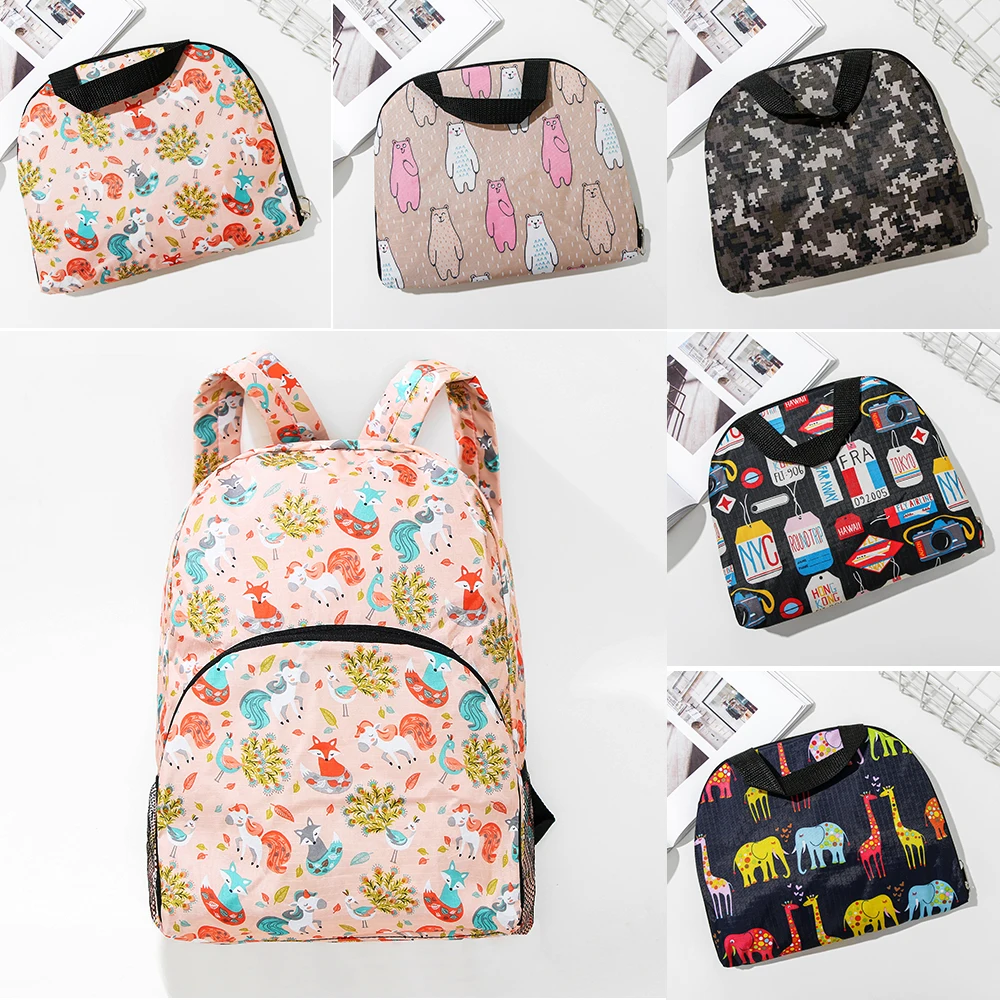 

Unisex Lightweight Foldable Backpack Outdoor Sport Travel Pack Polyester Waterproof Folding Backpack Portable Tote Bag