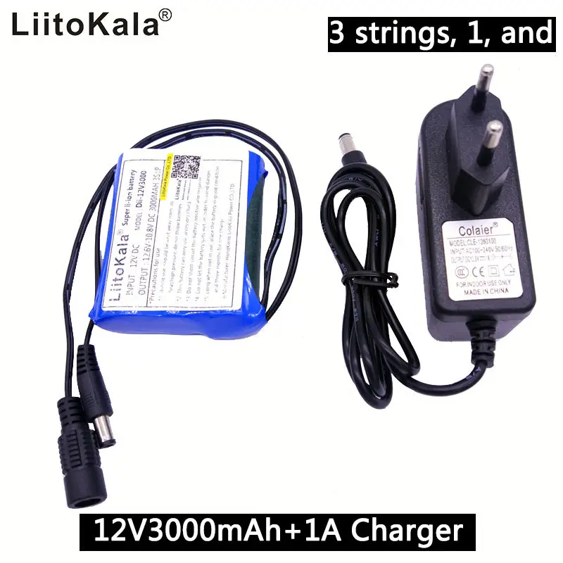 

Liitokala 12V 3000mAh 3S1P lithium ion battery 18650 lithium battery pack bms protective plate rechargeable 12.6V 1A charger