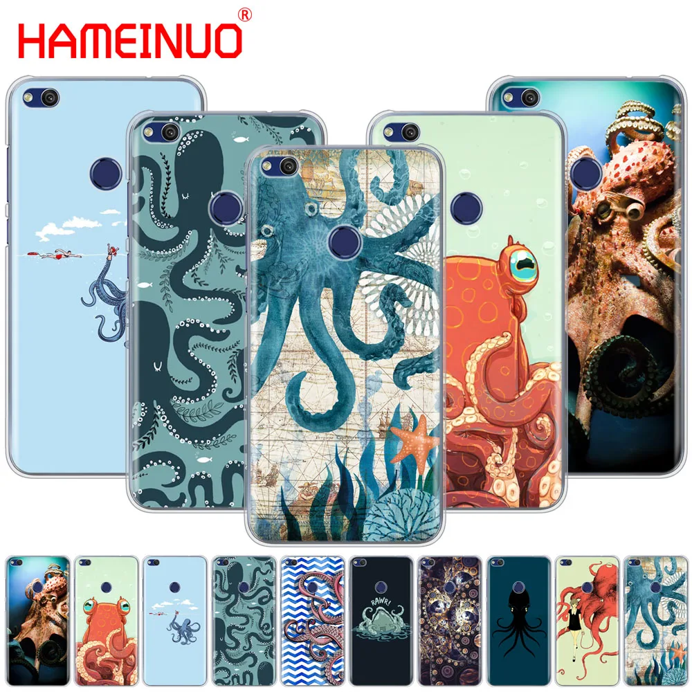 

HAMEINUO blue sea octopus Cover phone Case for huawei Ascend P7 P8 P9 P10 P20 lite plus pro G9 G8 G7 2017
