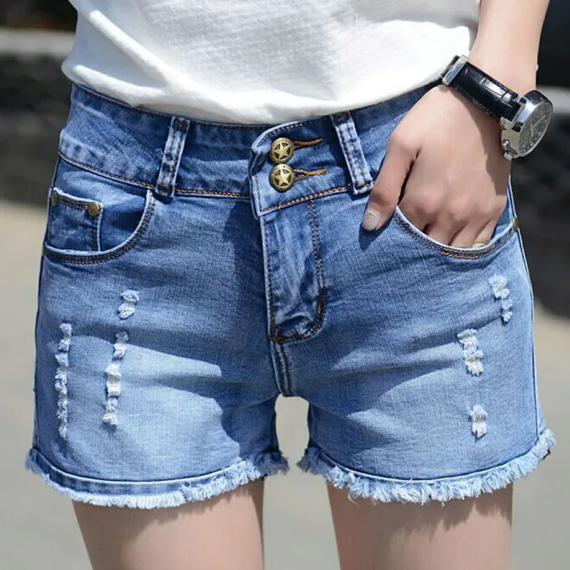 

Stretch Denim Ripped Shorts for Woman Summer 2019 Slim Basic Skinny Women's Denim Shorts Female Cotton Black Jeans Short Mujer
