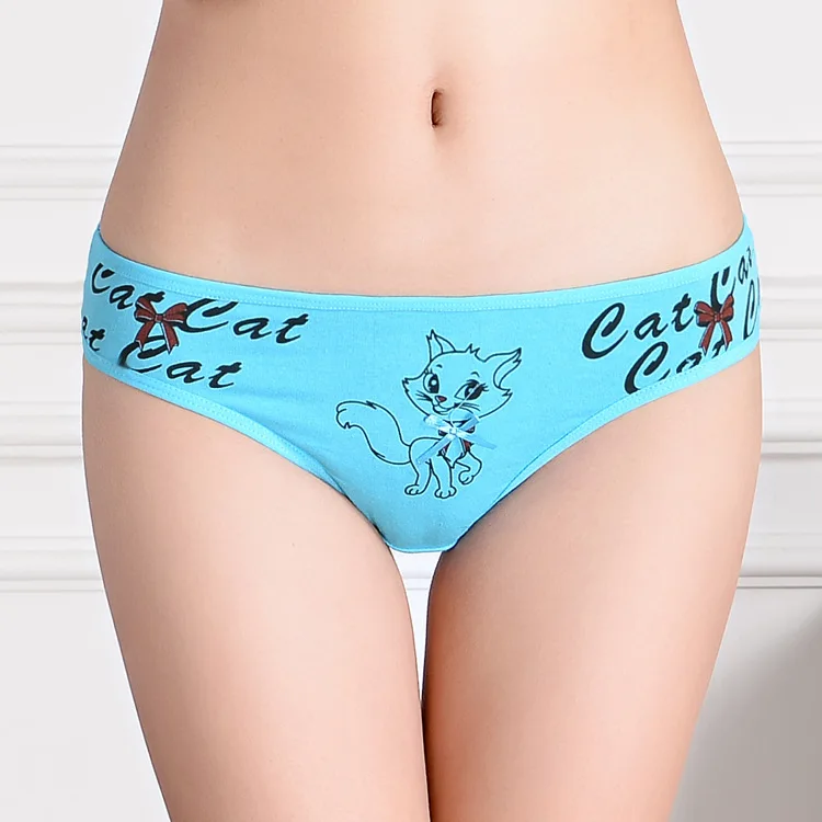

Ladie G-string Underwear Sexy Comfortable Cotton Thong Lovely Cat Printed Wholesale T-back Intimates Lingerie for Women