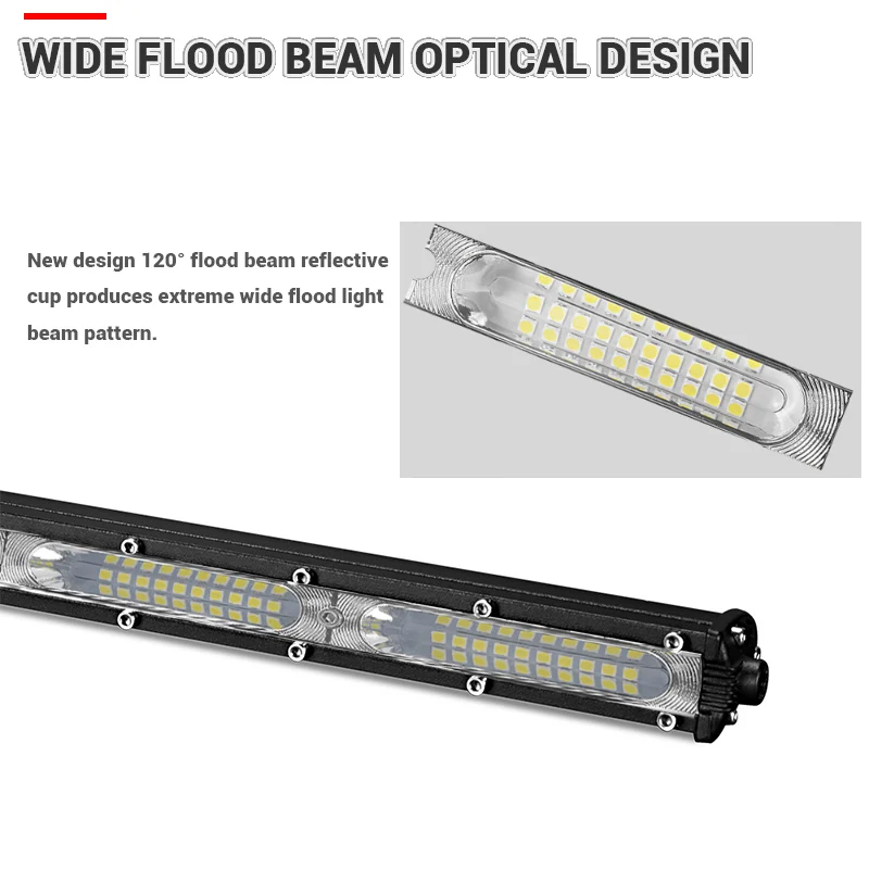 7 13 inch 20 40 Leds Ultra Slim single Row Led Work Light Bar white flood beam For 4X4 Truck ATV UTV Off Road Driving Fog Lights