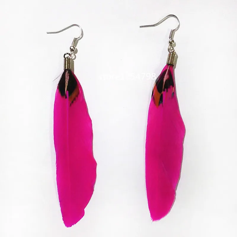 

6 Colors bohemian silver long 10cm feather earrings beads for women fashion jewelry for catwalk hanging earrings brincos