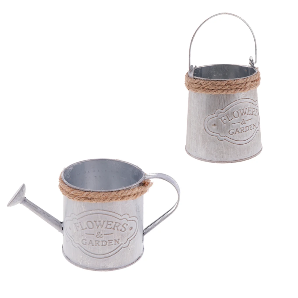 2pack Watering Kettle Shaped Hanging Rattan Planter Bucket Candy Color Flower Plants Pot Wedding Balcony Decoration
