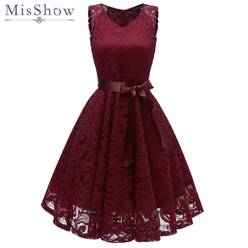 Cocktail Kleider Knie Länge 2020 Sexy Spitze Kurzes Formales V Neck Sleeveless robe coctail 2019-in Cocktailkleider aus Hochzeiten und feierliche Anlässe bei