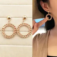 Новые популярные преувеличенные круглые серьги-цепочки, полые металлические индивидуальные серьги, Женские Ювелирные изделия