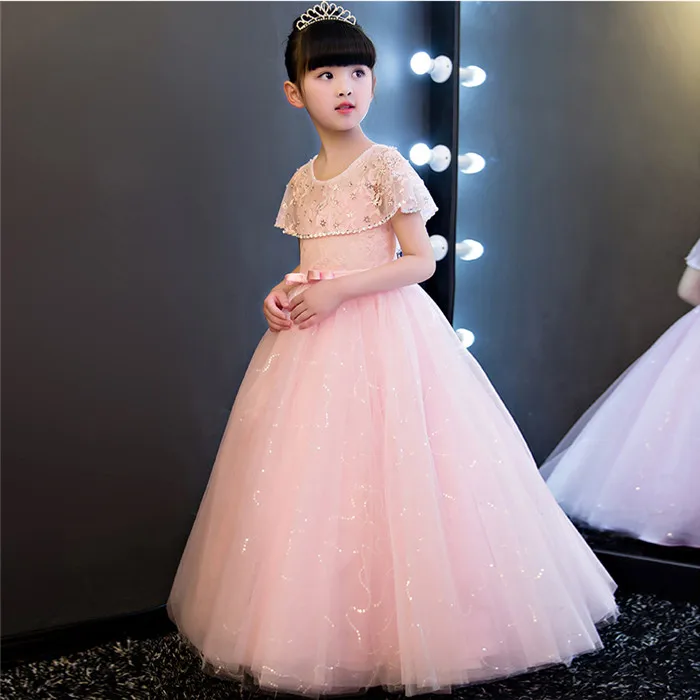 Новинка года; роскошное корейское милое детское платье принцессы для девочек; вечерние платья для девочек с украшением в виде фонаря; детское платье для свадьбы, дня рождения - Цвет: Common Dress Long