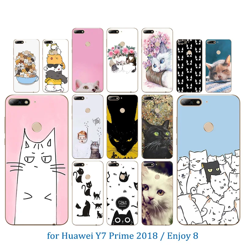 5 99 дюйма чехол для Huawei Y7 Prime 2018/Nova 2 Lite Ultarthin TPU Enjoy 8 Luck Cat Pattern Роскошная силиконовая