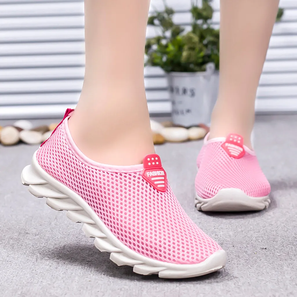 

women sneakers pink Leisure Breathable Mesh Outdoor Fitness Sport Sneakers Shoes colorful sneakers for women#G4