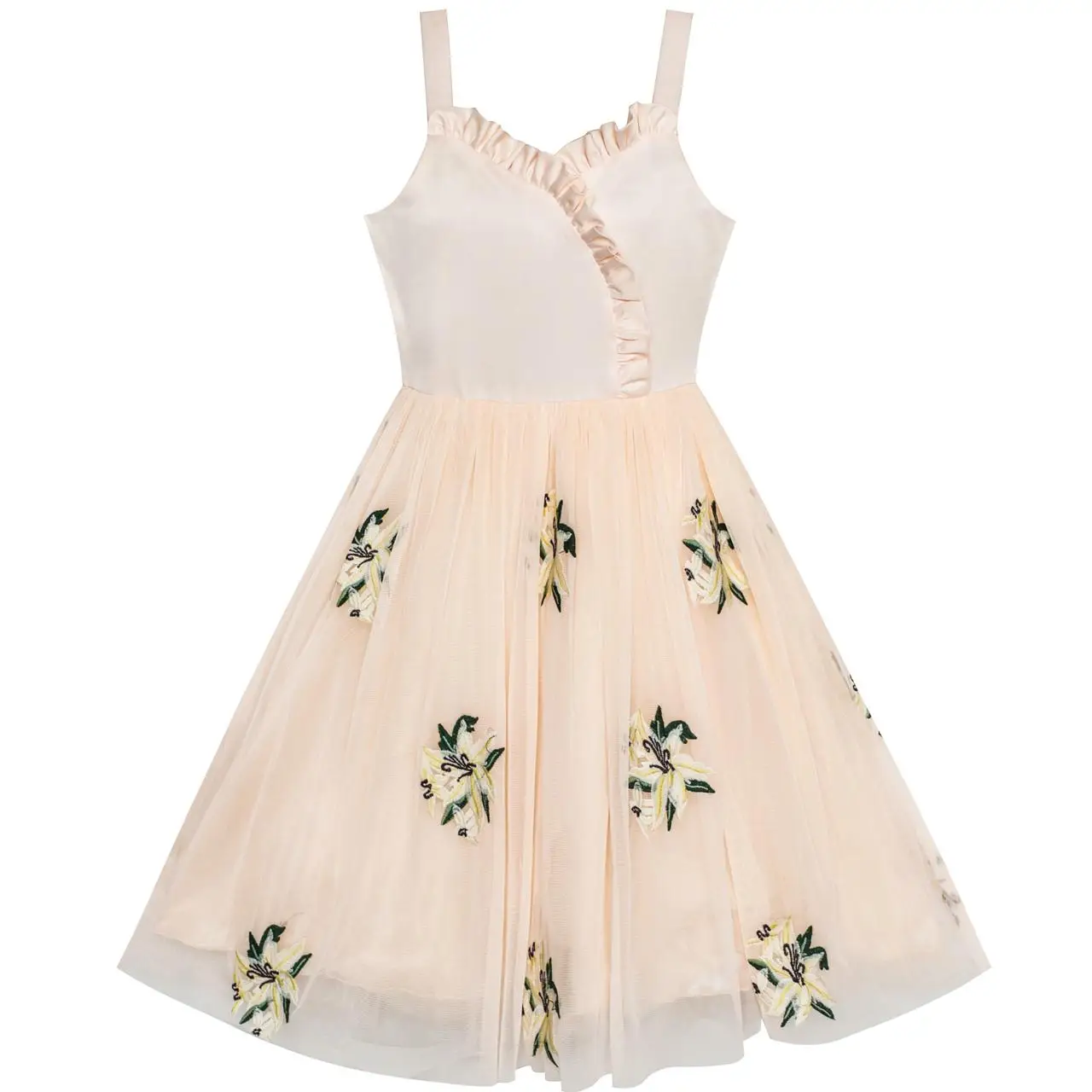 Flower Girl Dress Lily Embroidered Wedding Party 2020 Summer Princess Dresses Clothes Size 6-12 Carnival Vestidos | Детская одежда и