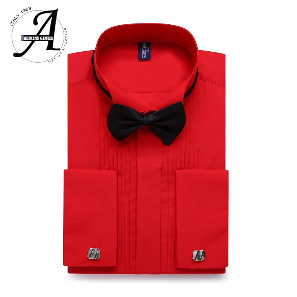 Gentlemens Collection Mens Tuxedo Shirts Poly//Cotton Free Bow Tie On Selected Styles