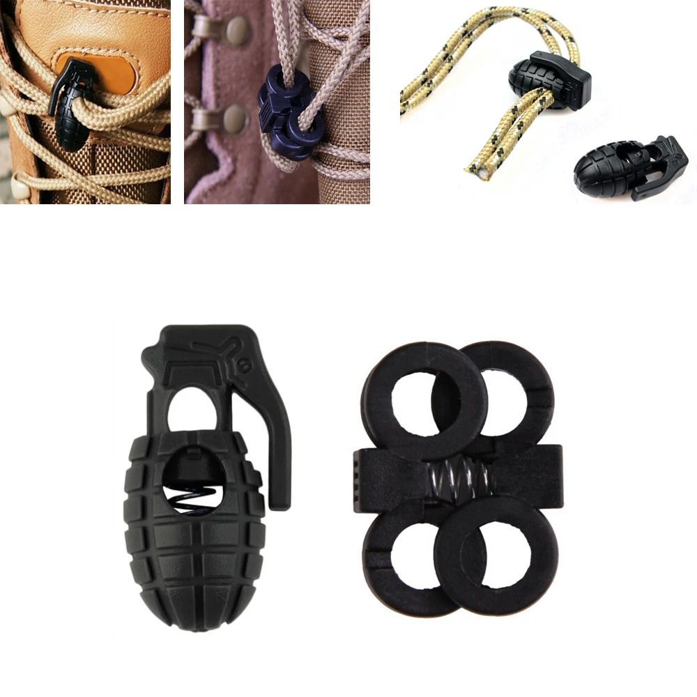 10PCS Rope Grenade Clamp Cord Lock Stopper for Paracord Shoe Lace Buckle Clip 