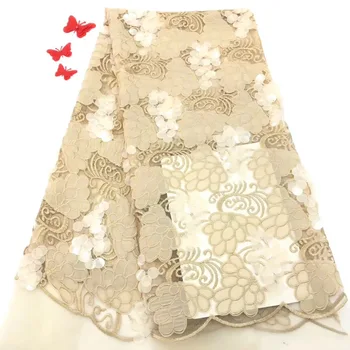 

Yellow High Quality African Lace Fabric French Net Embroidery Tulle Lace Fabric For Nigerian Wedding Party Dress D19