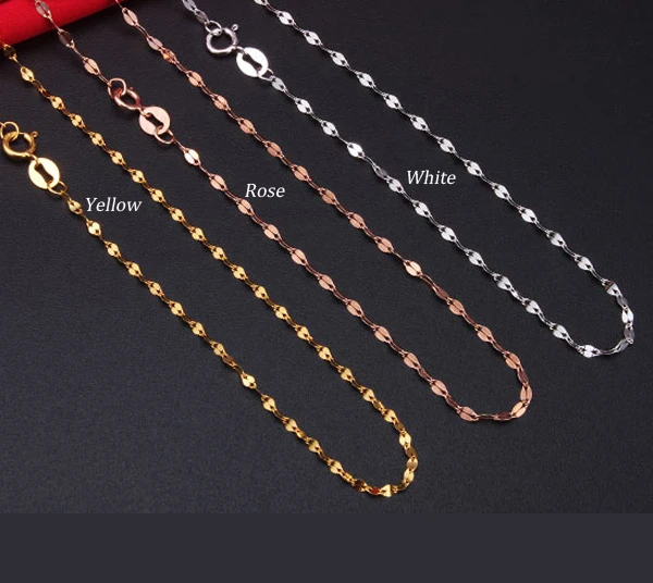 

Authentic 18K Yellow Rose White Gold Lip Necklace For Women Female Best Gift Lover Party Wedding Necklace New 16inch 18inch