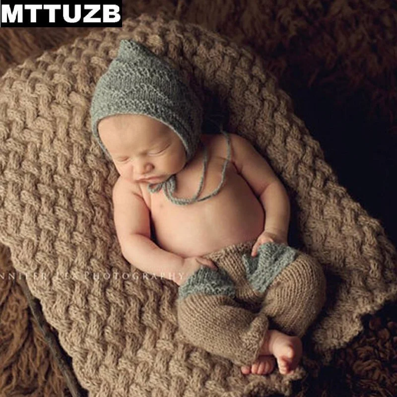 

MTTUZB Lovely Handmade Baby Girls Boys Crochet Costume Newborn Knitted Beanie Hat Pants Photo Props Infant otography Props Suit