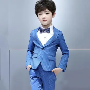 

Kids Boys Suit For Wedding Piano Party Children Boy Blazer+Vest+Pant+Shirt+Bowtie Set Baby Boy Suits Formal Clothing 4/5Pcs Y130