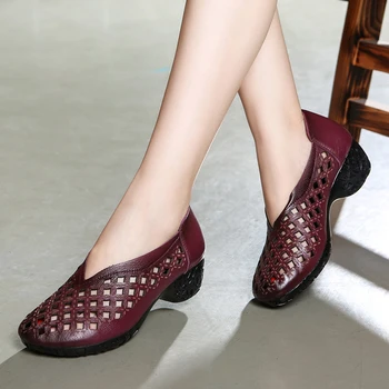 

SONDR chaussures femmes nouveau 2019 genuine leather gladiator sandals women ethnic block heel shoes platform slip-on shallow