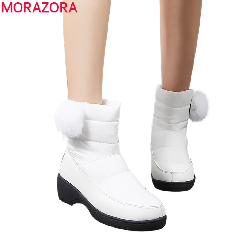 MORAZORA/Новинка 2020 года зимние ботинки для русской зимы женские водонепроницаемые
