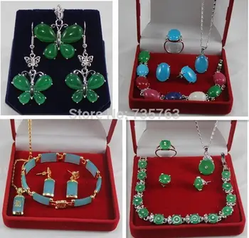 

xiuli 00317 New 2014 jade tiger eye Butterfly pendant Gift women Jewelry Sets can choose