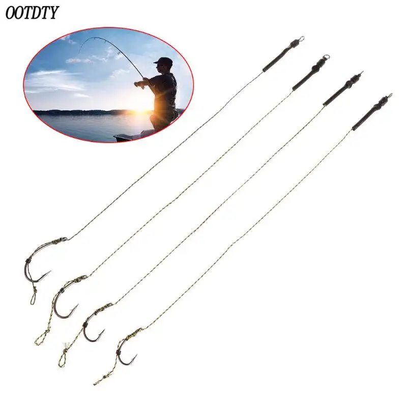 

6 Pcs/Set Fishing Tackle Handmade Fishing Line Hook Swivel Group Already Tied Connected Professional Carp Rigs Accessories