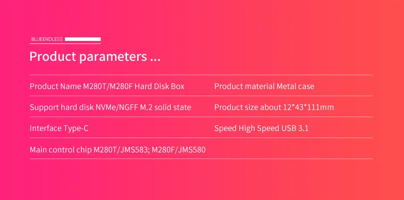 Blueendless Портативный чехол для жесткого диска ssd usb 3,1 type c to M.2 NVMe PCIE msata Алюминиевый Чехол для корпуса ssd