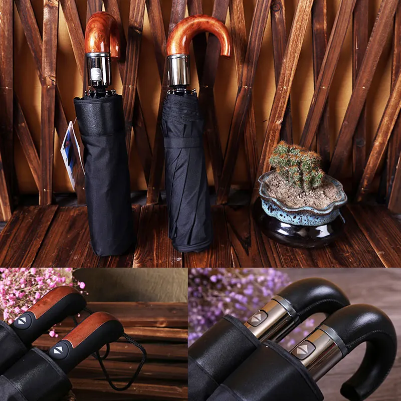 English Style Umbrella Men Automatic 10Ribs 3 Folding Umbrella Rain Business Male Parasol folding umbrella automatic umbrella