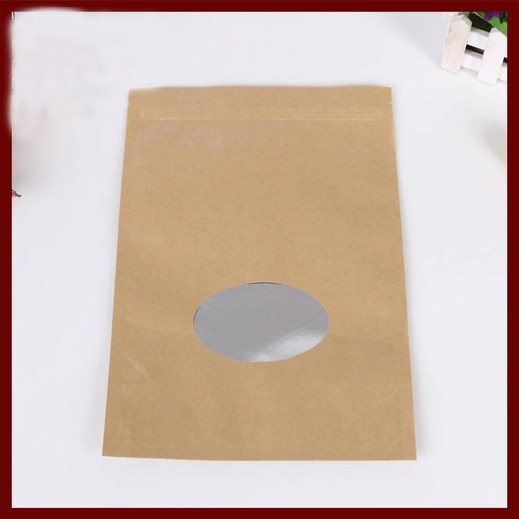 

13*20+4cm 10pcs Kraft Paper Ziplock Window Bag For Gift/tea/candy/jewelry/bread Packaging Paper Food Bag Diy Jewelry Display