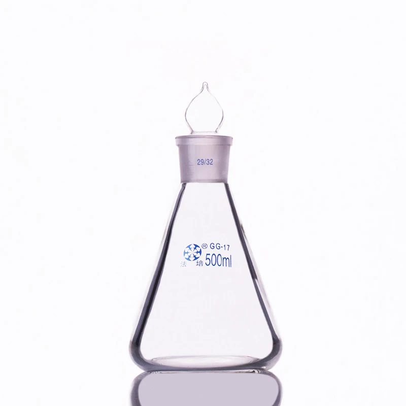 Conical flask with standard ground in glass stopper,Capacity 500ml,joint 29/32,Erlenmeyer flask