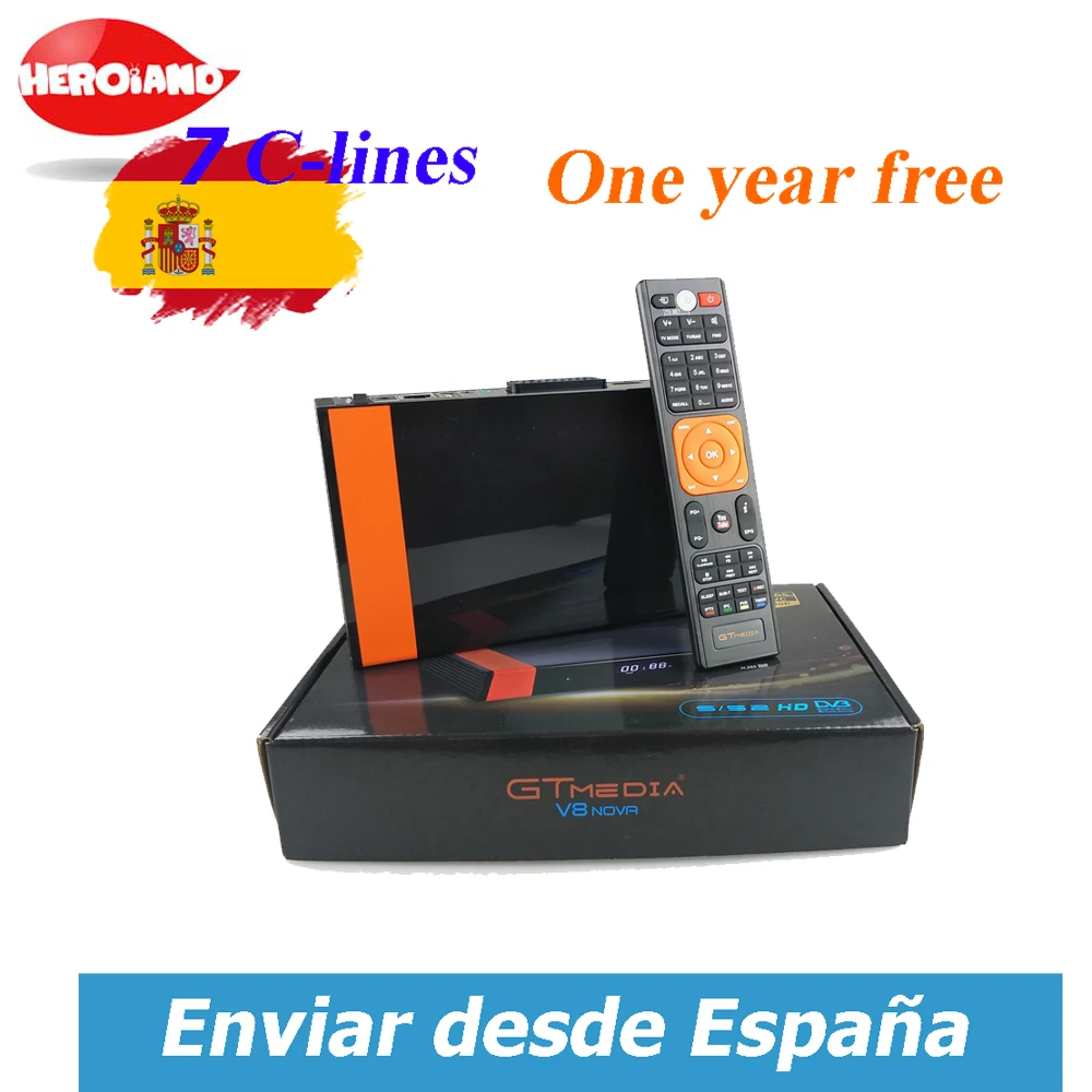 

Receptor Gtmedia V8 Nova built-in WIFI power by freesat v8 super DVB-S2 1 Year Cccam Cline for 1 Year TV Box Same as V9 Super