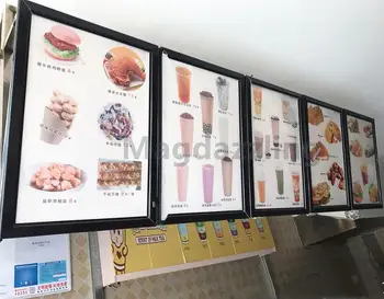 

5PCS BLACK ALUMINUM FRAME LED ILLUMINATED MENU LIGHT BOXES A1 SNAP FRAME ADVERTISING LIGHT SIGNS
