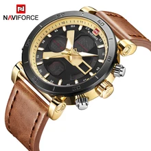 Роскошный бренд Naviforce часы мужские спортивные мужские s часы кожаный ремешок светодиодный цифровой кварцевые наручные часы мужские военные Relogio Masculino