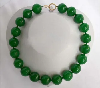 

stunning big 20mm round green crude beads necklace 18 INCH