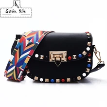 High Quality PU Leather Women Crossbody Bags Fashion Color Rivet Design Women Shoulder Bags Color Shoulder Strap Ladies Bag 2018