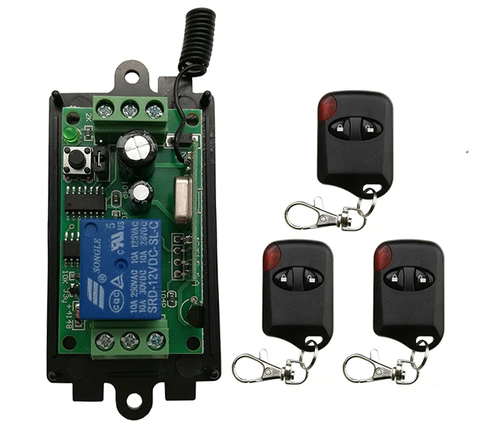 

DC 9V 12V 24V 1 CH 1CH RF Wireless Remote Control Switch System Receiver+cat eye Transmitters ,315/433.92 MHZ Garage Door/lamp