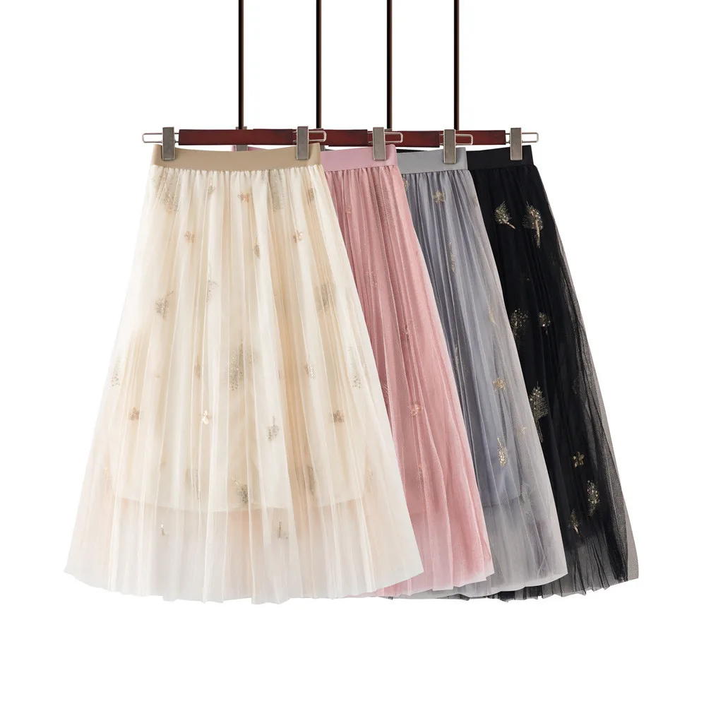 Балетная юбка-пачка принцессы для танцев, выпускного бала, юбки для женщин, плиссированная юбка с высокой талией, сверкающая юбка из тюля, faldas